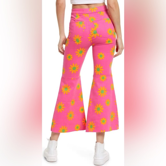 NWT Free People/We The Free Youthquake Printed Crop Flare Jeans - Lipstick Combo - Picture 4 of 14